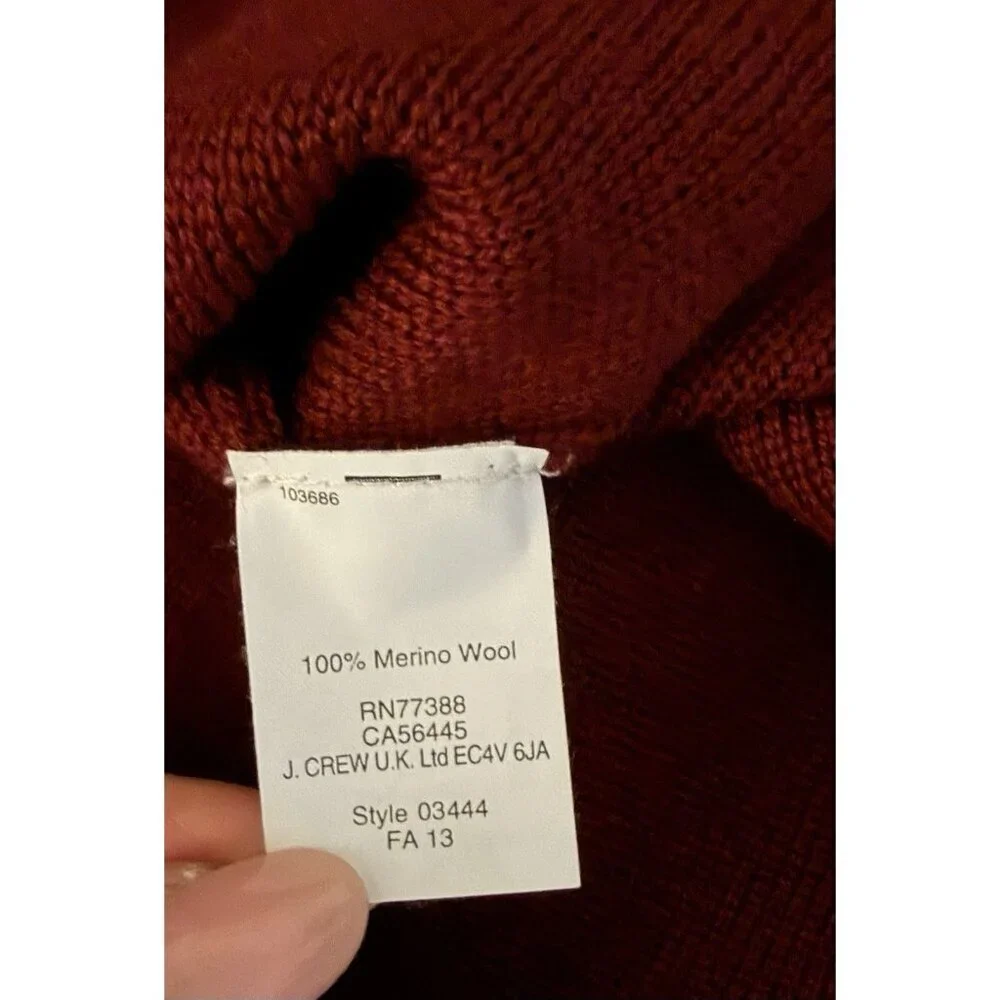 J.CREW Women’s Merino Wool Maroon Red Double Pocket Tunic Sweater Size XS